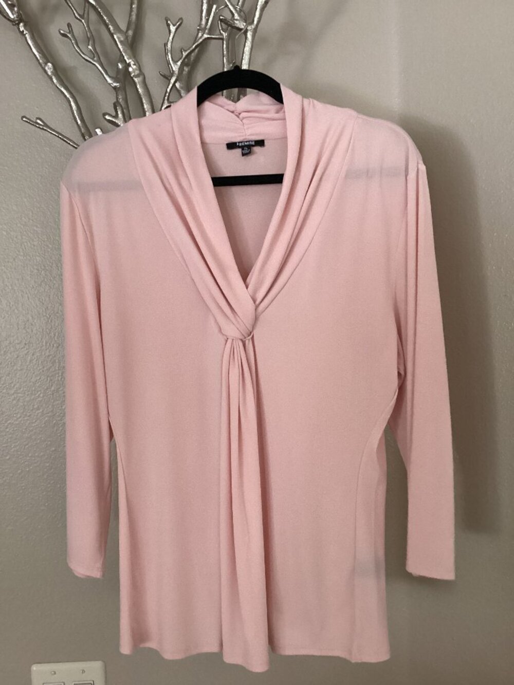 Premise pink tie blouse, top, size XL (a couple of pulled threads on sleeve)